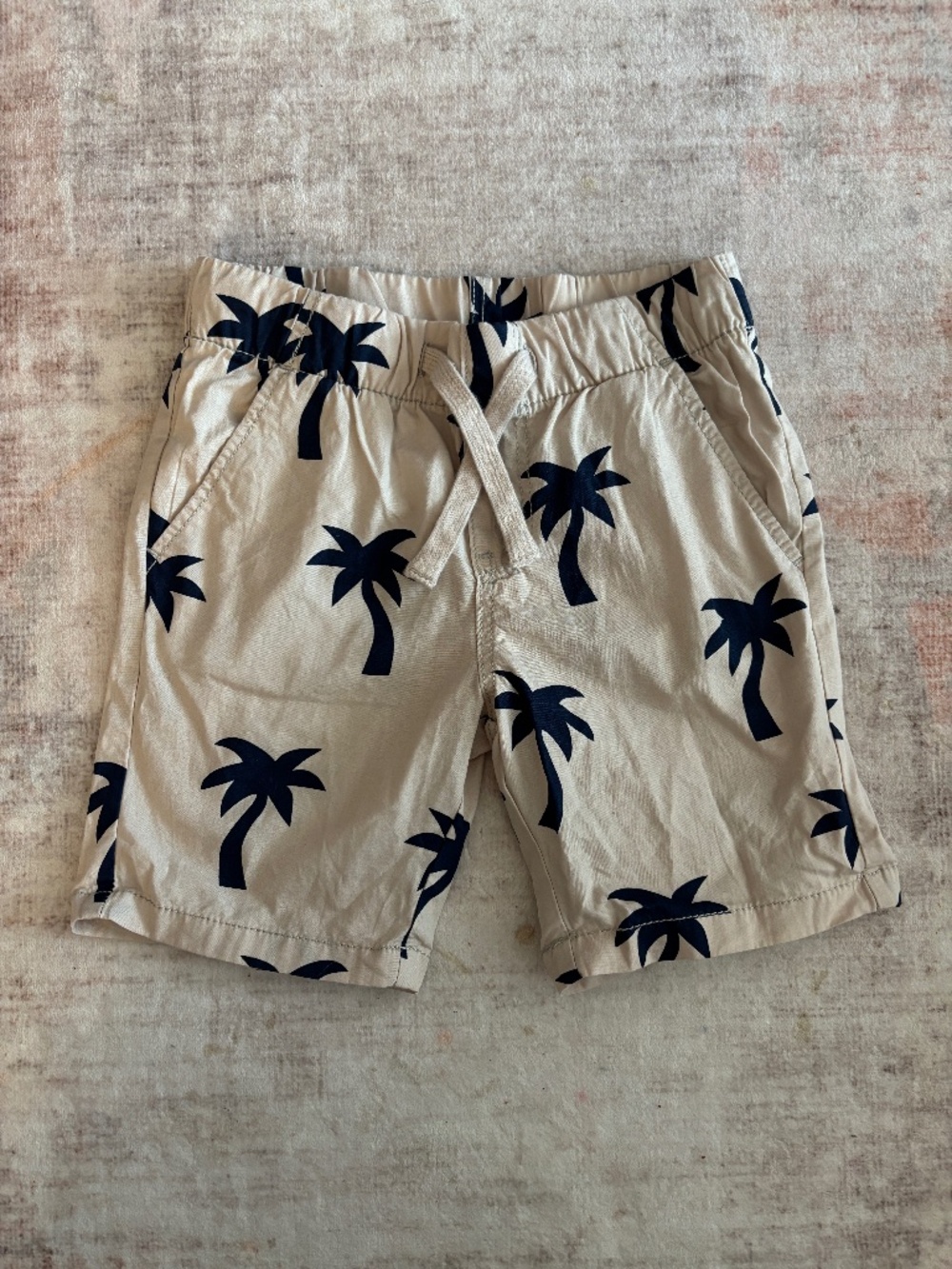 H&M Kids Palm Tree Print Shorts Beige Navy Size 4T
